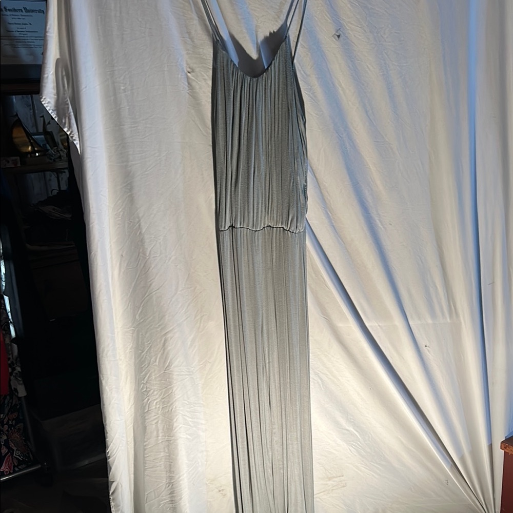 Green Pleated Ribbed Sleeveless Maxi Dress….khaki green